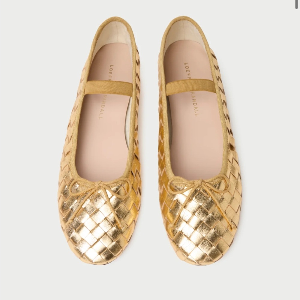 NIB Loeffler Randall Gold Woven Leonie Flats 9B